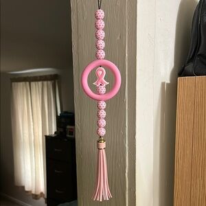 Breast Cancer Awareness Beaded Tassel/Car Charm.